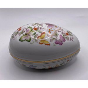 Vintage Avon Egg Butterflies 22K Gold Trim Fine Porcelain With Lid Easter